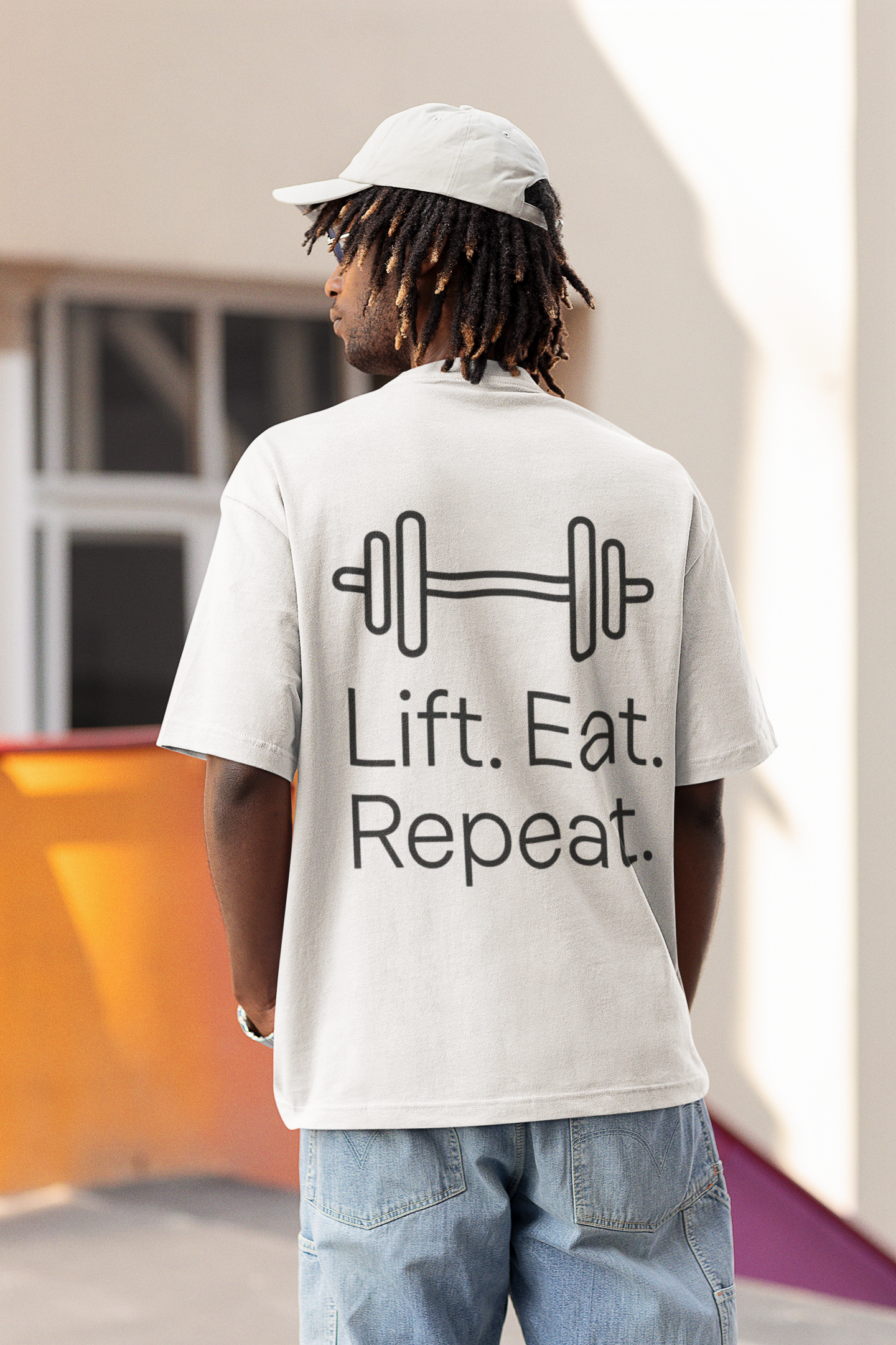 Playera Oversize "Lift. Eat. Repeat."