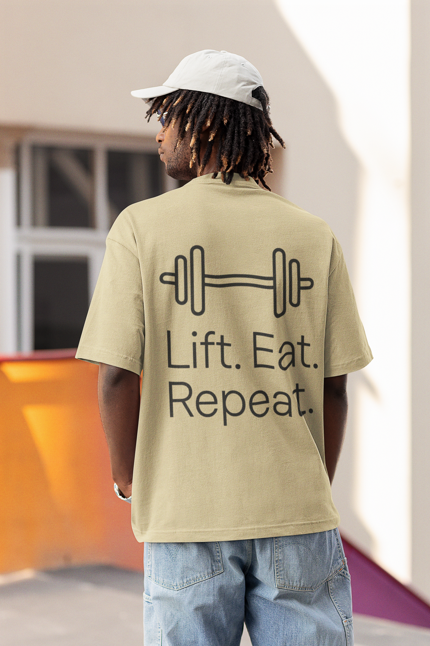 Playera Oversize "Lift. Eat. Repeat."