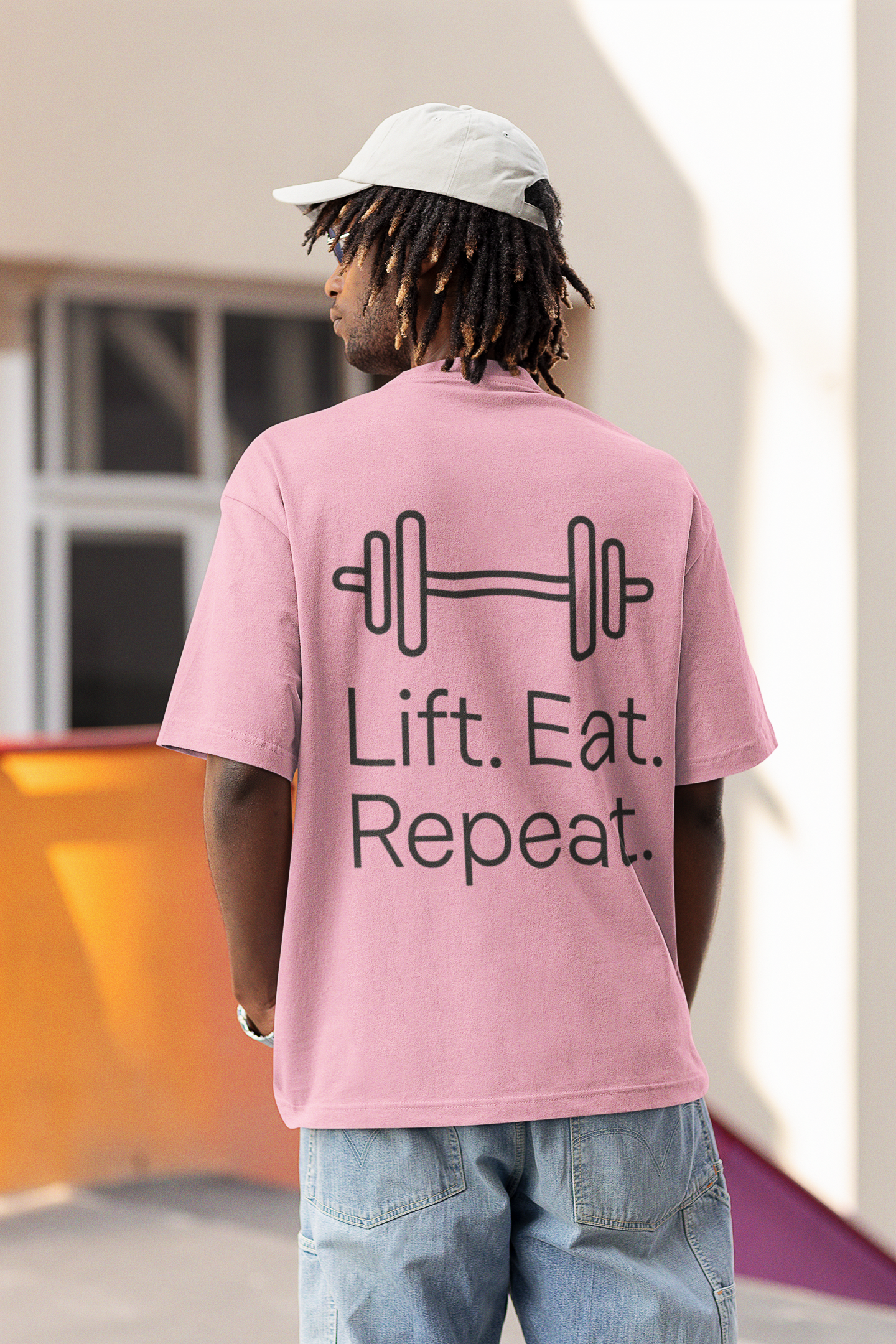 Playera Oversize "Lift. Eat. Repeat."