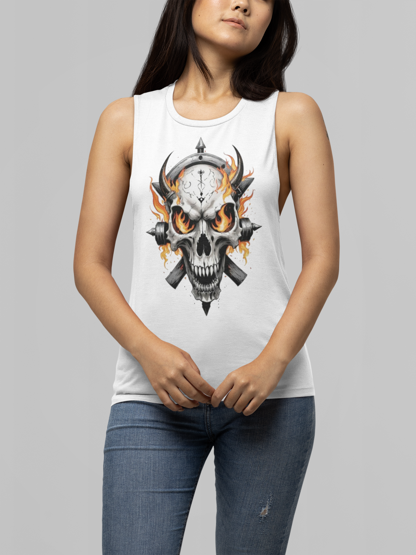 Playera Sin Mangas "SKULL ON FIRE"