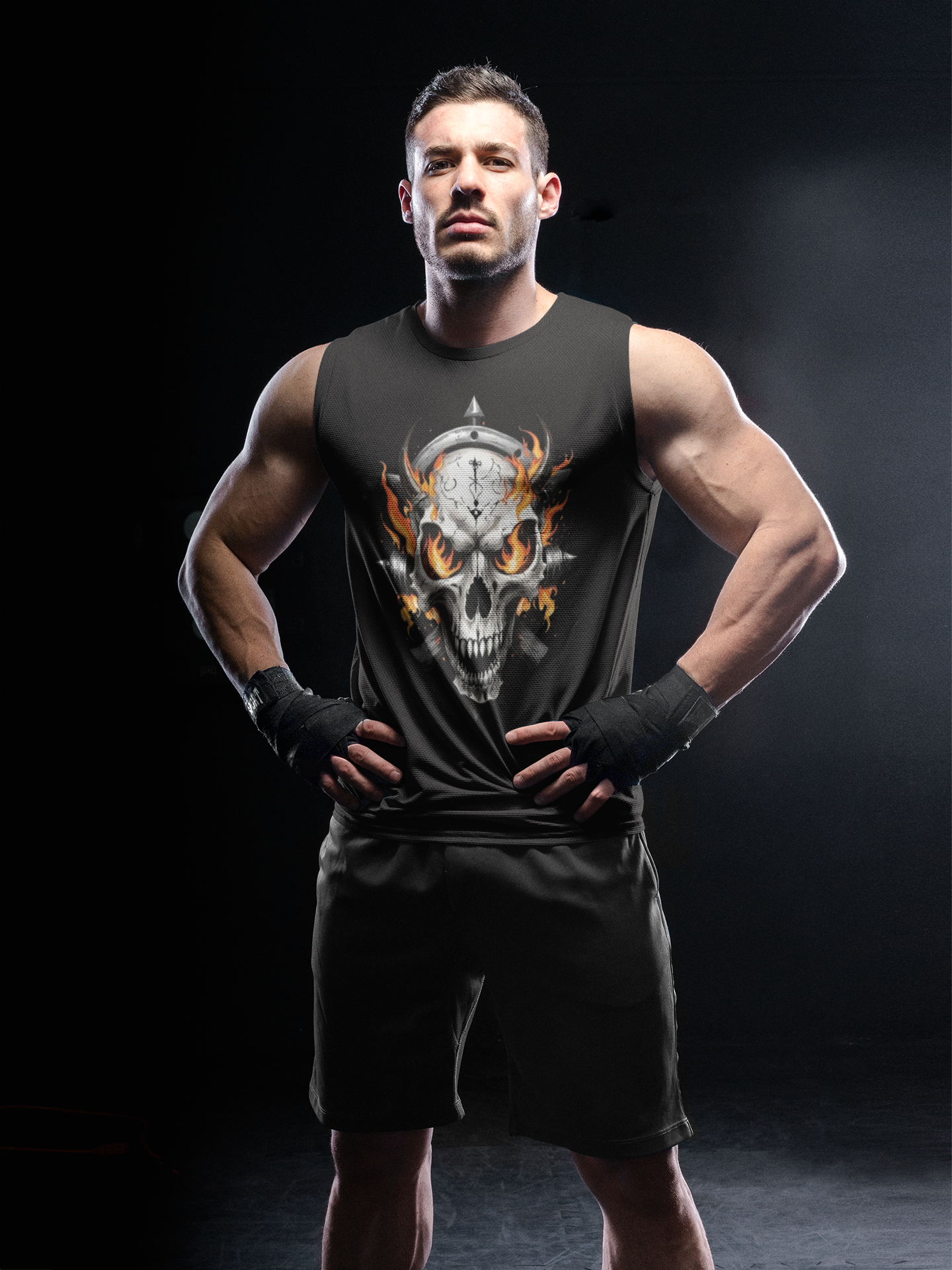 Playera Sin Mangas "SKULL ON FIRE"