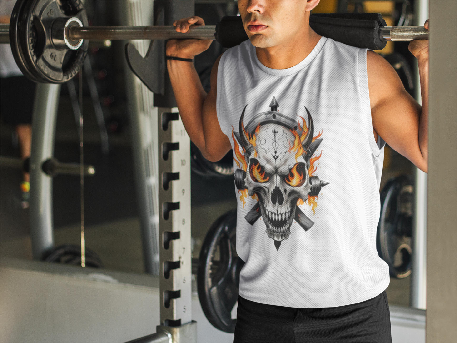 Playera Sin Mangas "SKULL ON FIRE"